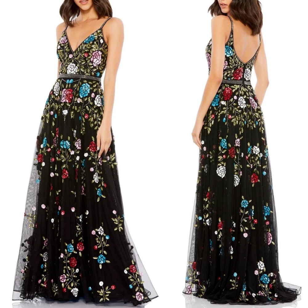 Mac Duggal style 5400 dress black multi sz 12
